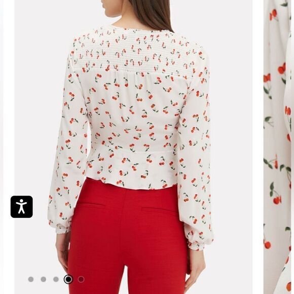INTERMIX Sienna Cherry Print silk Blouse - Picture 2 of 9